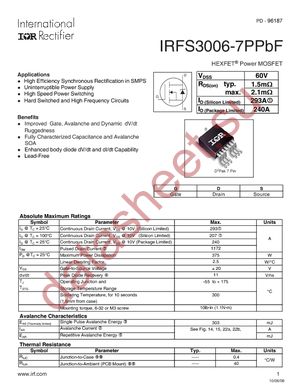 IRFS3006TRL7PP datasheet  